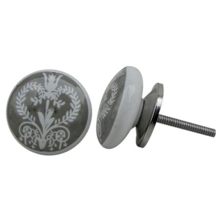 Grey Floral Flat Knob (1)