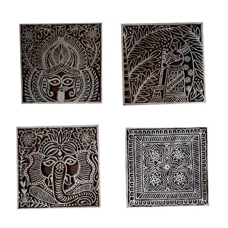 Set  of 4 Piece New Wooden Printing Block