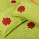 Green Handmade Bed Sheet Linen with Red & Orange Floral Design Beautiful Decorative Stylish