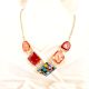 Orange and Multicolored Bib Necklace New Designer Jewellery