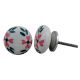 White Floral Flat Knob