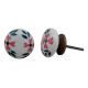 White Floral Flat Knob