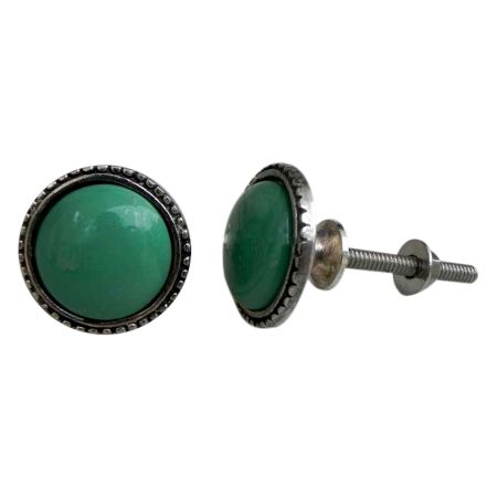 Green Glass Metal Knobs
