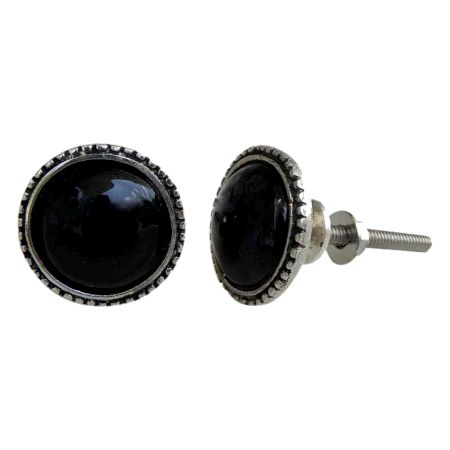 Black Glass Metal Knobs