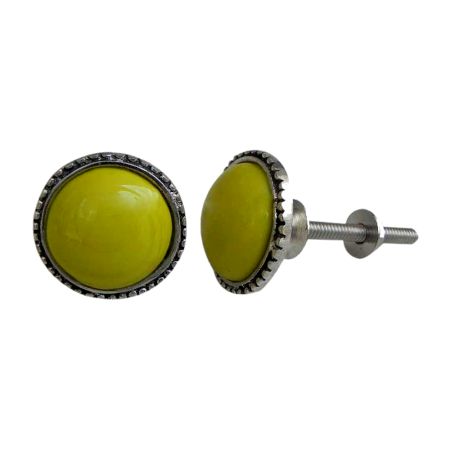 Yellow Glass Metal Knobs