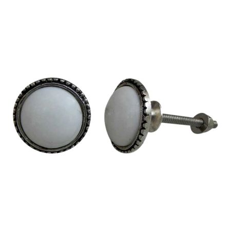 White Glass Metal Knobs