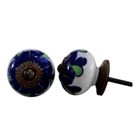 Navy Blue Flower Knob