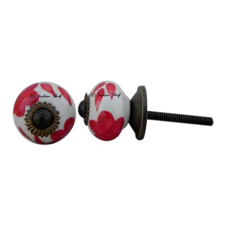 Red Floral Small Knob