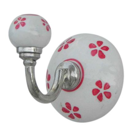 Red Floral Ceramic Hooks