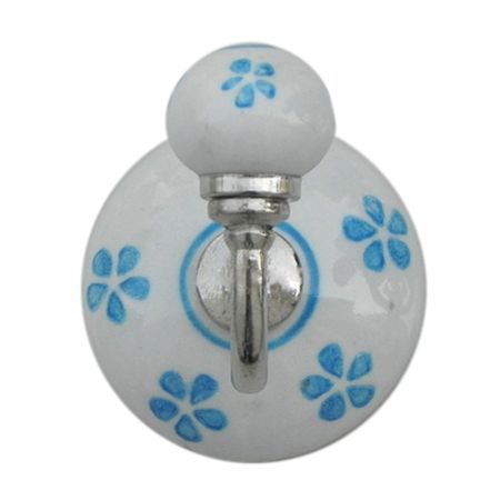 Turquoise Floral Ceramic Hooks