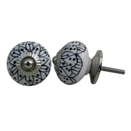 Black Aster Flower Dresser Knob