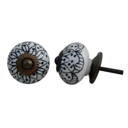 Black Aster Flower Dresser Knob