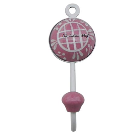 Pink Check Decorative Wall Hooks