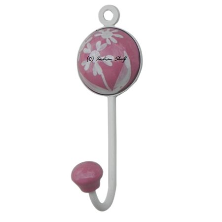 Pink Flower Decorative Wall Hooks