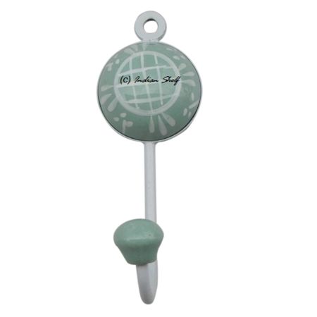 Sage Green Check Decorative Wall Hooks