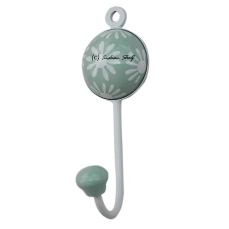 Sage Green Floral Decorative Wall Hooks