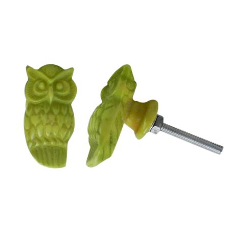 Lime Small Owl Knob