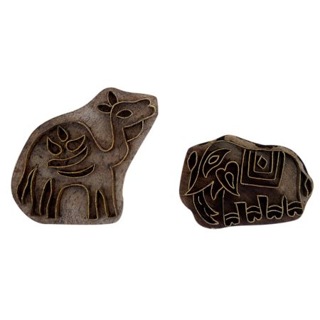 Set of 2 Piece Animal Super Fine Wooden Printing Block