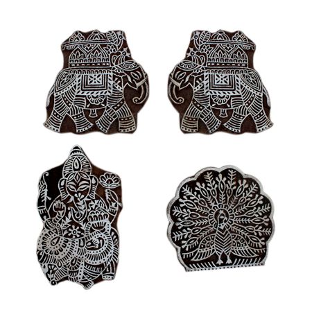 Set of 4 Piece New Wooden Printing Block