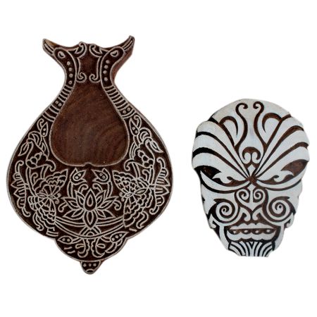 Set of 2 Piece New Wooden Printing Block