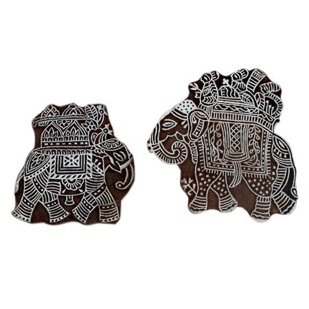 Set of 2 Piece New Elephant Wooden Printing Block