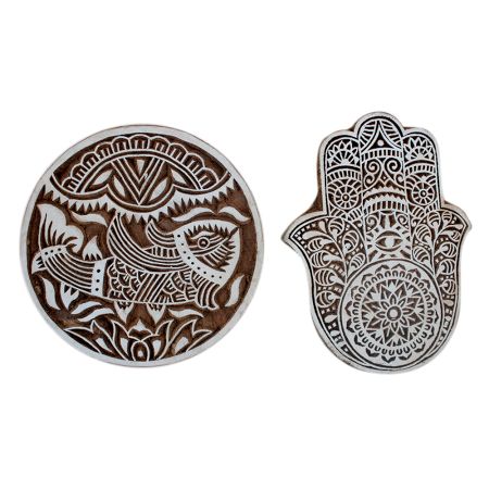 Set of 2 Piece New Wooden Printing Block