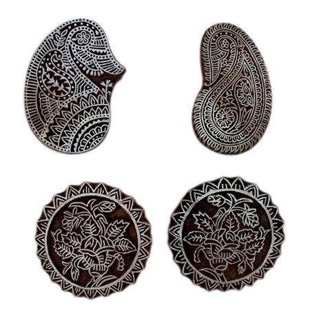 Set of 4 Piece New Wooden Printing Block
