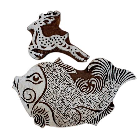 Set of 2 Piece New  Wooden Printing Block