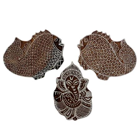 Set of 3 Piece New Wooden Printing Block