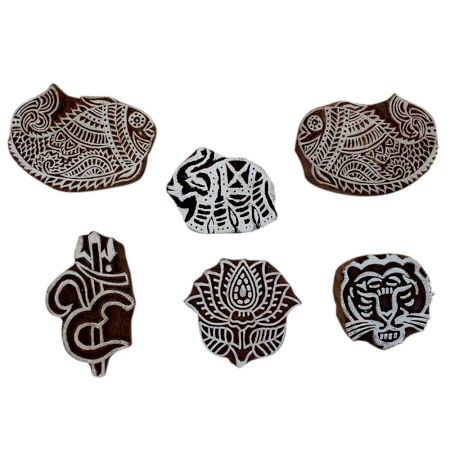 Set of 6 Piece New Mix Wooden Printing Block