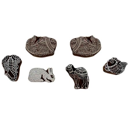 Set of 6 Piece New Mix Wooden Printing Block