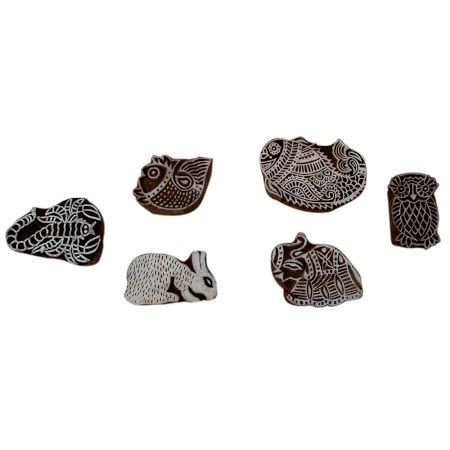 Set of 6 Piece New Mix Wooden Printing Block