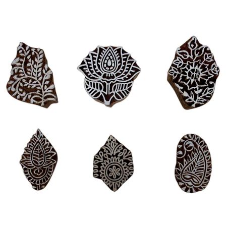 Set of 6 Piece New Mix Wooden Printing Block