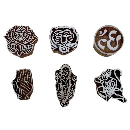 Set of 6 Piece New Mix Wooden Printing Block