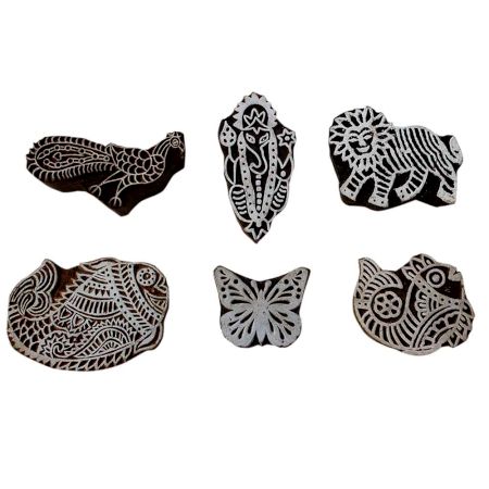 Set of 6 Piece New Mix Wooden Printing Block