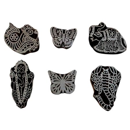 Set of 6 Piece New Mix Wooden Printing Block