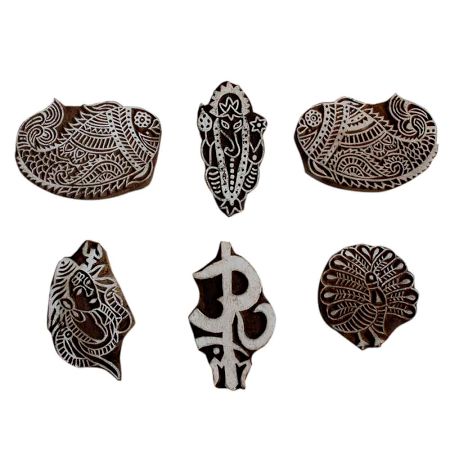 Set of 6 Piece New Mix Wooden Printing Block