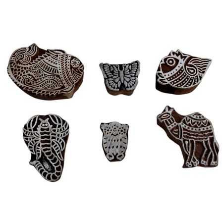 Set of 6 Piece New Mix Wooden Printing Block