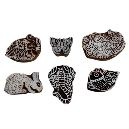 Set of 6 Piece New Mix Wooden Printing Block
