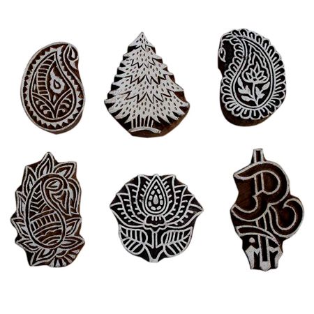 Set of 6 Piece New Mix Wooden Printing Block