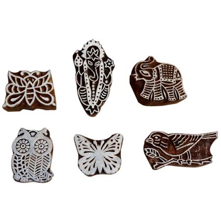 Set of 6 Piece New Mix Wooden Printing Block