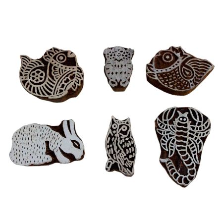 Set of 6 Piece New Mix Wooden Printing Block