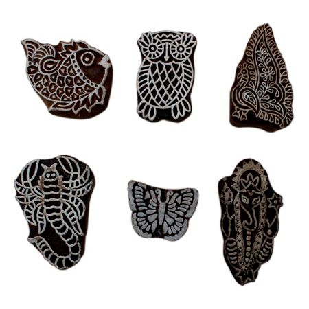Set of 6 Piece New Mix Wooden Printing Block