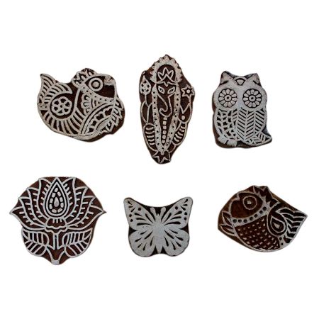 Set of 6 Piece New Mix Wooden Printing Block