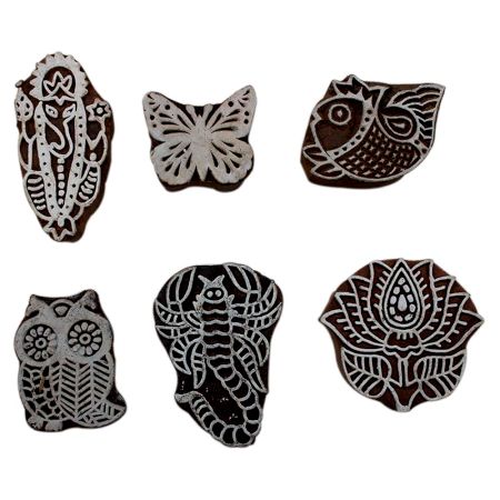 Set of 6 Piece New Mix Wooden Printing Block