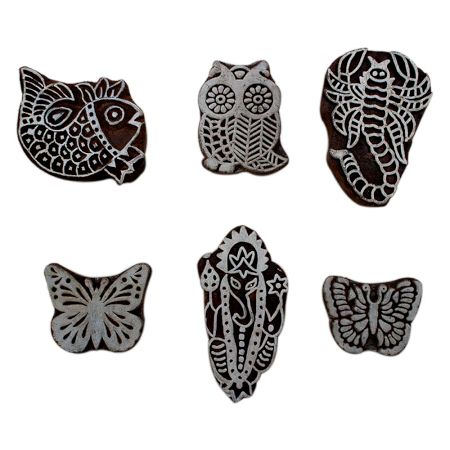 Set of 6 Piece New Mix Wooden Printing Block