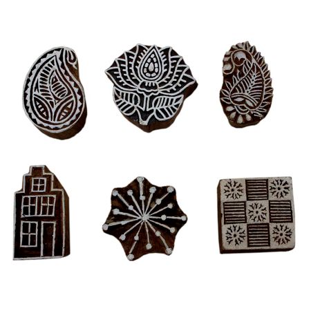 Set of 6 Piece New Mix Wooden Printing Block