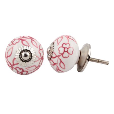 Red Leaf Floral Ceramic Drawer Knob Online