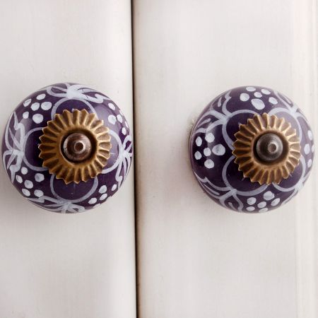 Dark Purple Flower Knob