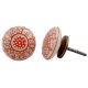 Orange Floral Flat Knob